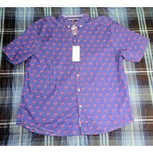 International Report Tropical Collection Purple Flamingo Button Down Shirt Size
